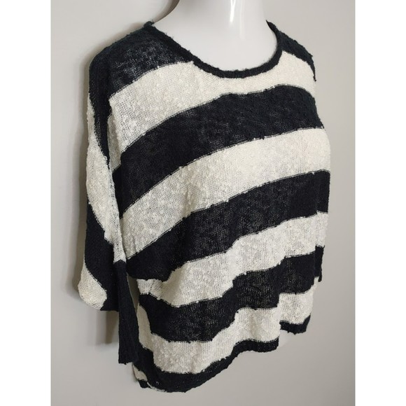 CLEARANCE LA Hearts Black and White Striped Textured Sweater - Picture 6 of 6